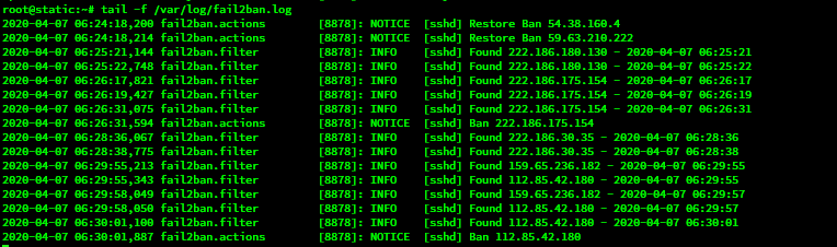 Log fail2ban