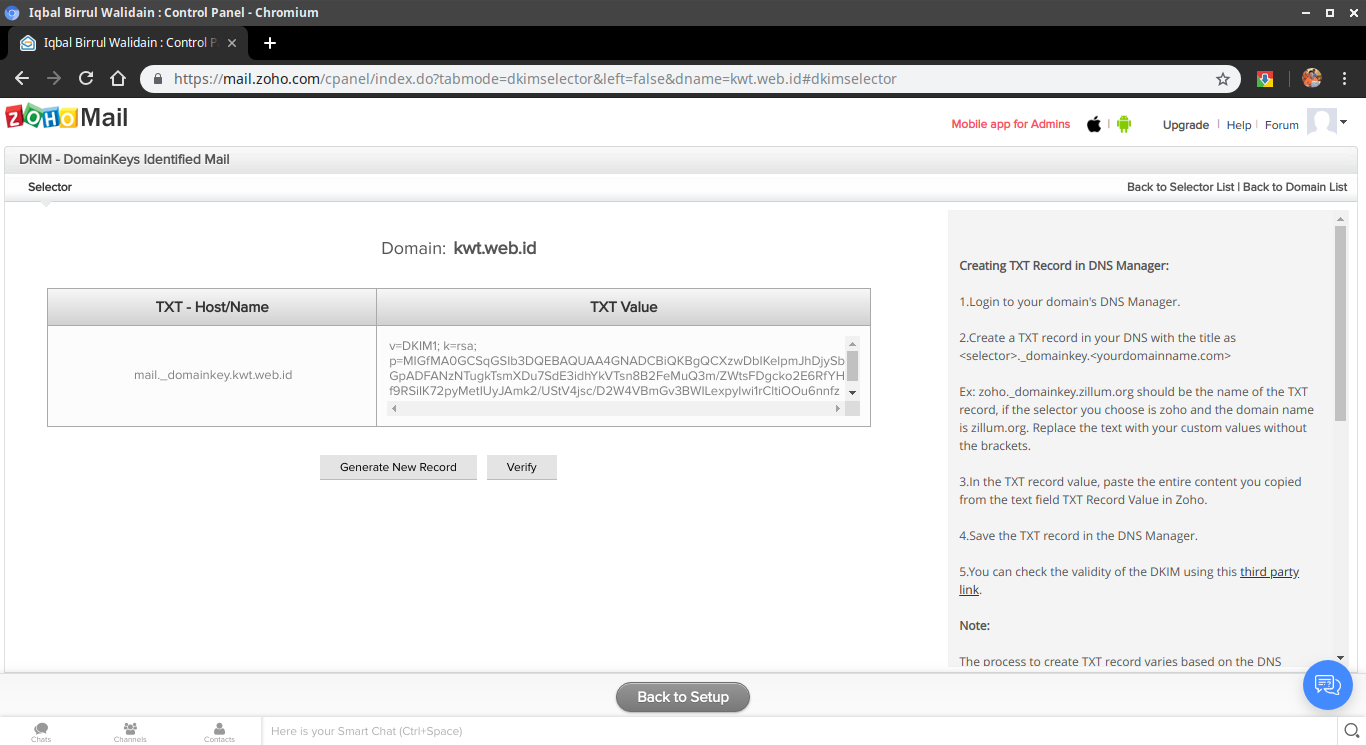 Gambar 23: Tambah record DKIM